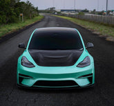 Tesla Model 3 Performance Long Range Standard Base 2017 2018 2019 2020 2021 2022 2023 with Aftermarket Parts - Crypton Front Bumper & Lip Carbon Fiber / FRP from Robot Craftsman